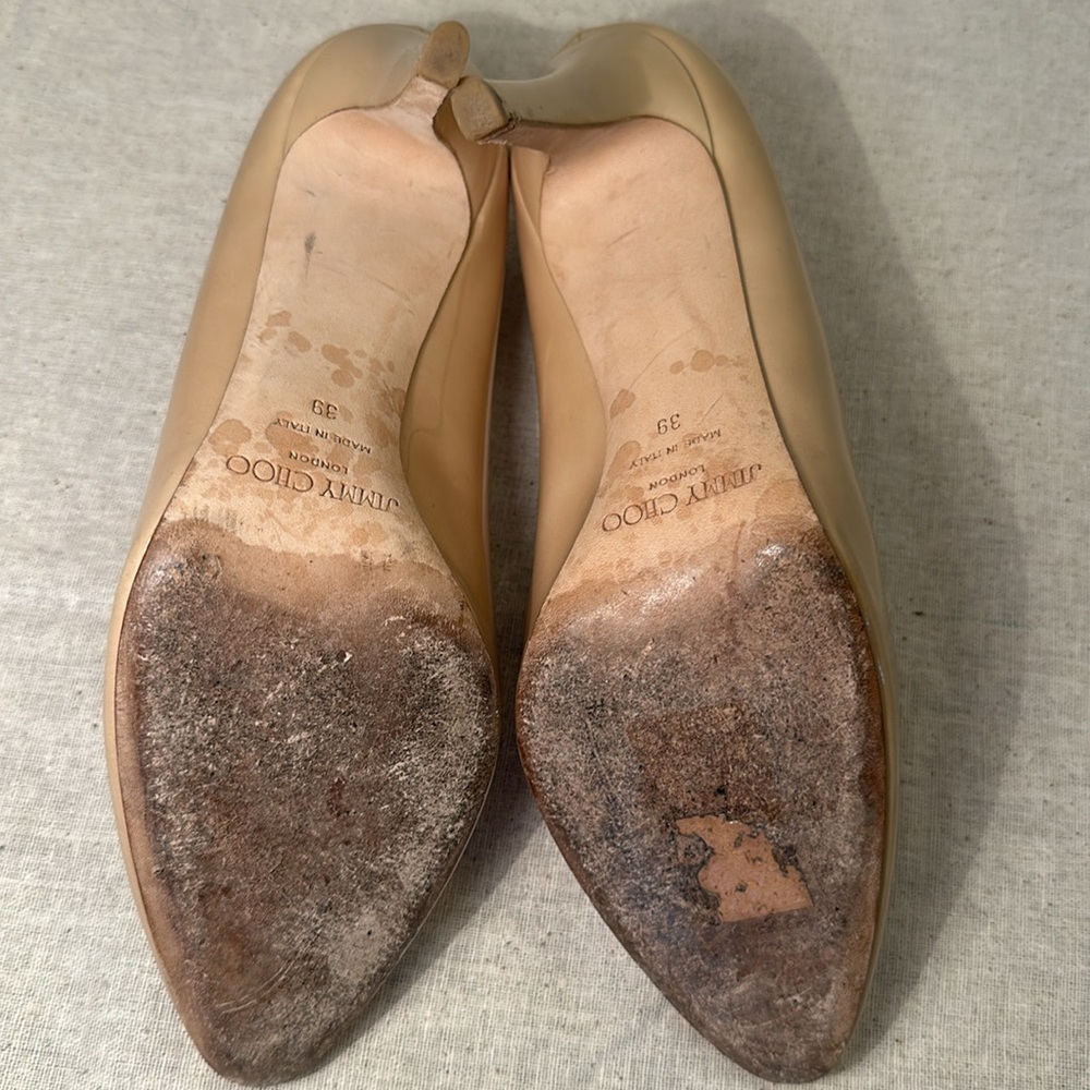Jimmy Choo Vikki Pumps Nude Patent Leather | Wedding/Events Sz39 - Picture 11 of 15